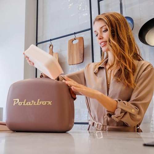 Polarbox حقيبة باردة لتناول الغداء من بولاربوكس | صندوق غداء رجعي قابل لإعادة الاستخدام حقيبة غداء صغيرة عتيقة تشمل 2 حاويات طعام! الطعام والمشروبات للعمل والسفر والشاطئ والتخييم 6 لتر (ذهب توت)  - Image 4