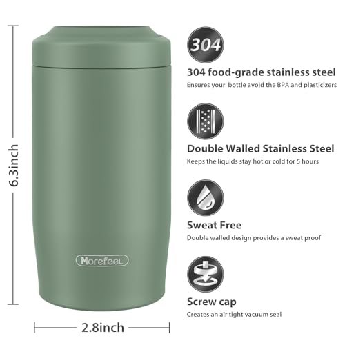 MoreFeel 4-in-1 Skinny Can Cooler Double Wall Stainless Steel Insulated Can Holder,Can Coozie, Works With 12 Oz Slim Can,Standard Cans,Beer Bottles & As Pint Cups (Military Green) - Image 5