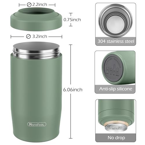 MoreFeel 4-in-1 Skinny Can Cooler Double Wall Stainless Steel Insulated Can Holder,Can Coozie, Works With 12 Oz Slim Can,Standard Cans,Beer Bottles & As Pint Cups (Military Green) - Image 4