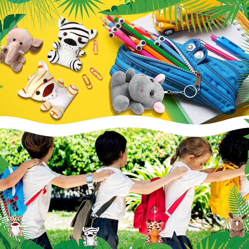 Leitee 10 Pieces Mini Safari Stuffed Animals Bulk 48 Inch Small Jungle Animal Toys Lion Tiger Elephant Giraffe for Animal Themed Parties Classroom Goodie Bag Student Award Easter Gifts 10 Styles - Image 3
