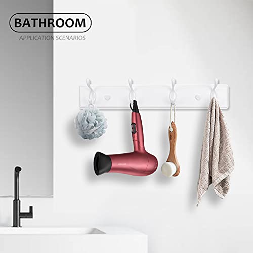 Badiano Wooden Coat Rack, Wall-Mounted Organizer for Closet, Entryway, Hallway, Foyer, Bedroom, Heavy Duty Double Hooks for Hanging Towels, Bags, Hats, Jackets, Key (White, 4 Hooks) - Image 4