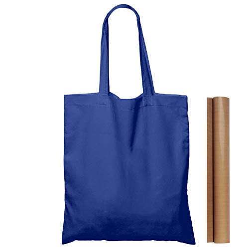 NPBAG 25 Pack 15'' X 16'' Blue Cotton Tote Bags, Lightweight Blank Bulk Cloth bags with 1pc of PTFE Teflon Sheet - Image 1
