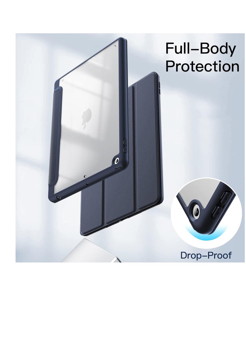 Generic - Case for iPad 10.2-Inch (9th/8th/7th Generation, 2021/2020/2019),Clear Shockproof Back Cover Built-in Pencil Holder,Auto Sleep/Wake (Dark Blue) - Image 1