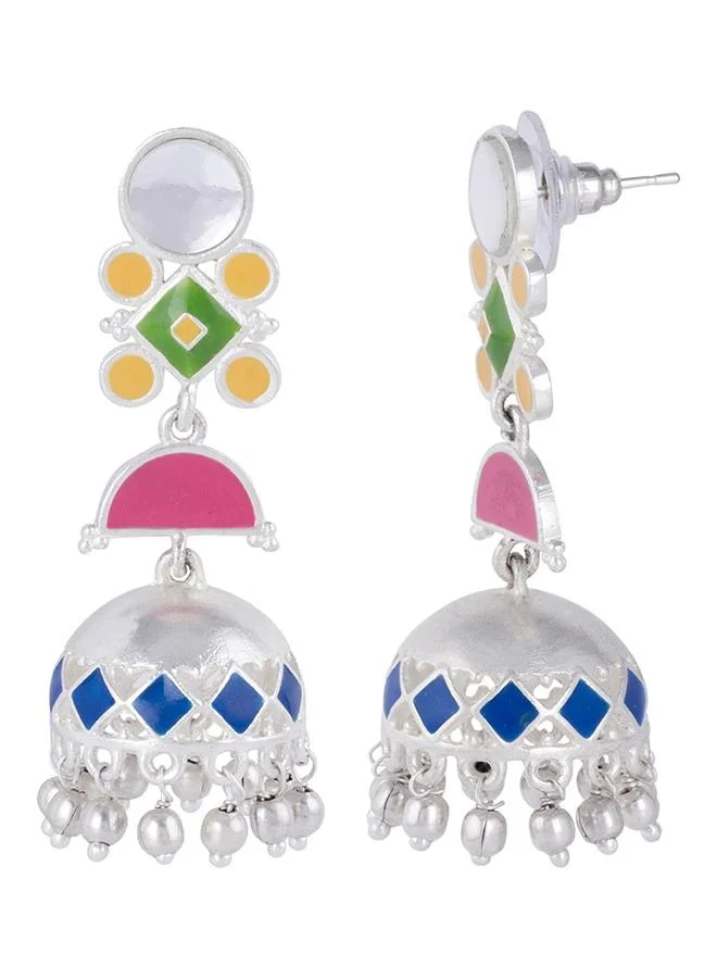 VOYLLA Silver Plated Danglers With Colorful Enameling For Women