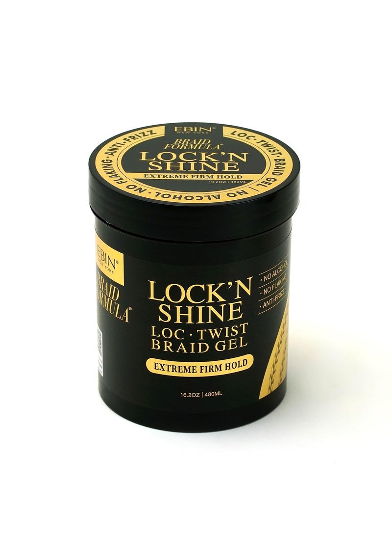 EBIN NEW YORK EBIN NEW YORK Braid Formula Lock'n Shine 16.2oz/480ml | Extreme Firm Hold | Perfect for Locs, Twists, Braids | High Shine, Anti-Frizz | Vitamin B Infused for Stronger Hair 