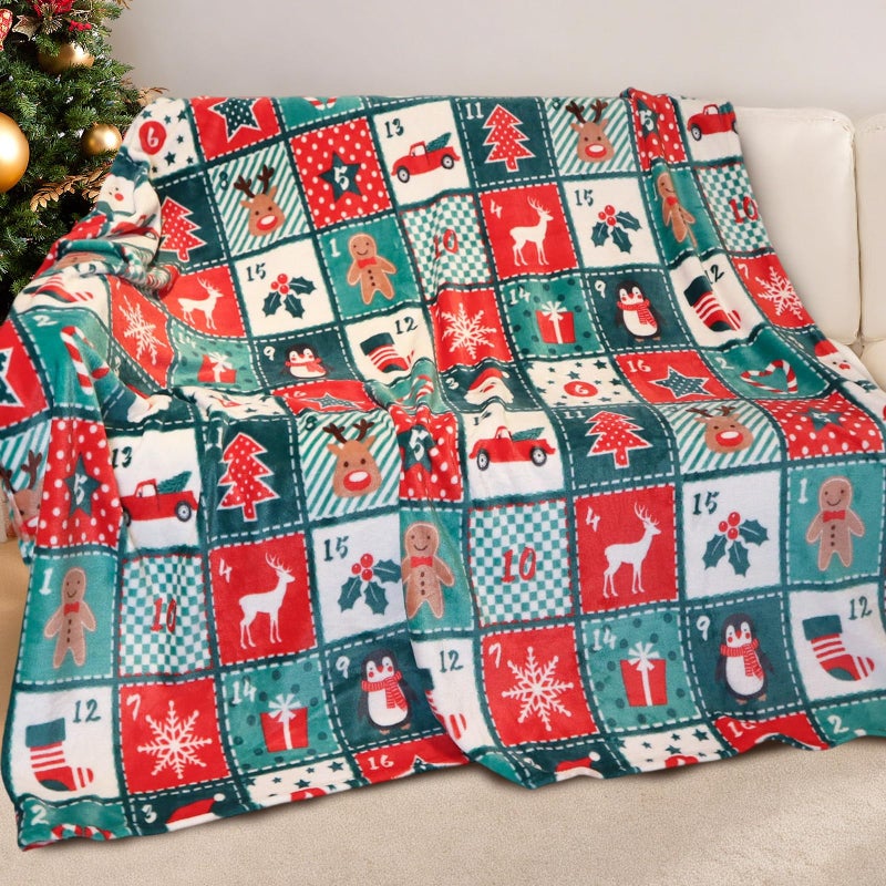 Gogreen Cozy Printed Throw Christmas Collection Blanket 300 GSM Fleece Throw Size Blanket for Home Decoration Ultra Soft Throw 50 x 60