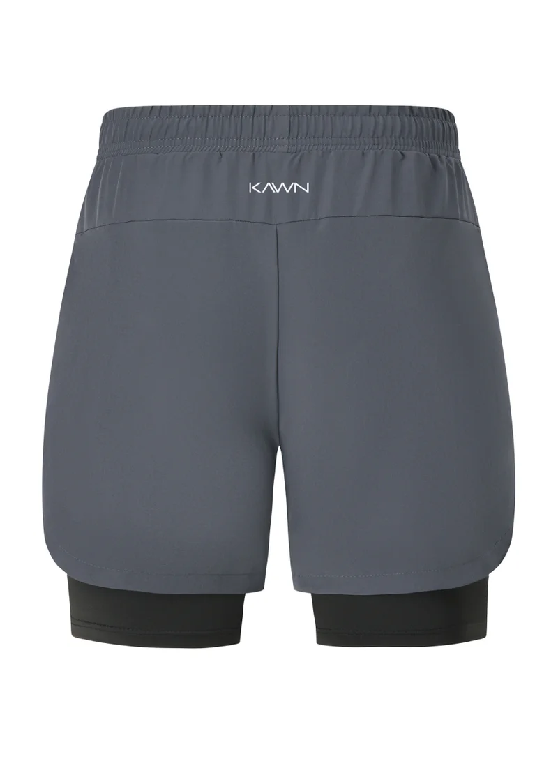 Kawn.yoga Gray Double Layer Shorts for Men | Best Price UAE
