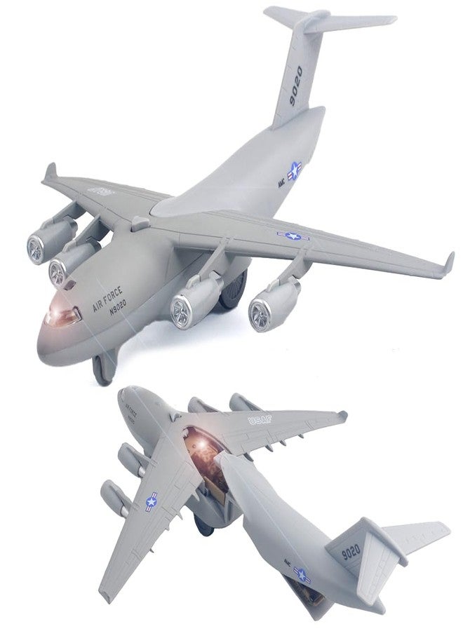 Ailejia Diecast Plane Toy Air Force Plane Toy Metal Pull-Back Aircraft with Lights & Sounds Military Model Airplane Army Aircraft Fighter for Kids Boy Birthday (Light Gray) - Image 1