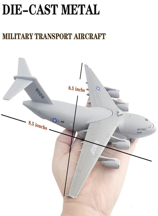 Ailejia Diecast Plane Toy Air Force Plane Toy Metal Pull-Back Aircraft with Lights & Sounds Military Model Airplane Army Aircraft Fighter for Kids Boy Birthday (Light Gray) - Image 4