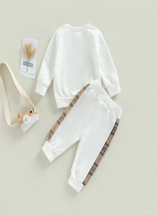 Mubineo Baby Boy Clothes Cute Bear Outfits Girl Newborn Shirt Tops Sweatshirt Toddler Sweat Pant Set Fall Winter Outfit (White, 12-18 Months) - Image 4