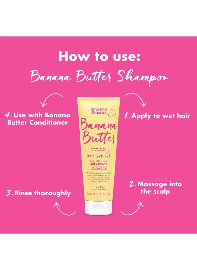 Umberto Giannini Banana Butter Nourishing Superfood Shampoo Vegan & Cruelty Free Moisturising Formula For Dry Textured Or Frizzy Hair  - Image 3