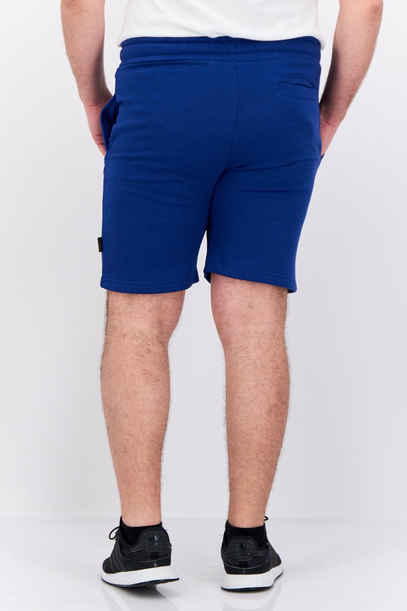 CROSSHATCH Men Drawstring Brand Logo Basic Shorts, Blue - Image 3