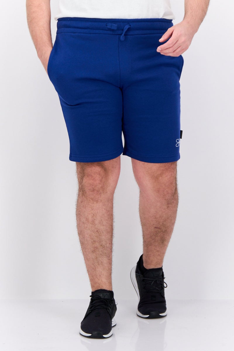CROSSHATCH Men Drawstring Brand Logo Basic Shorts, Blue - Image 1