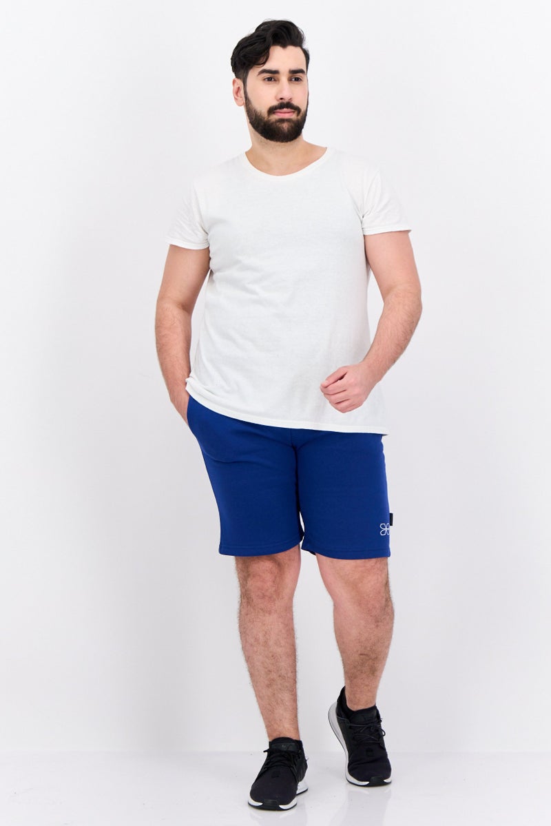 CROSSHATCH Men Drawstring Brand Logo Basic Shorts, Blue - Image 4