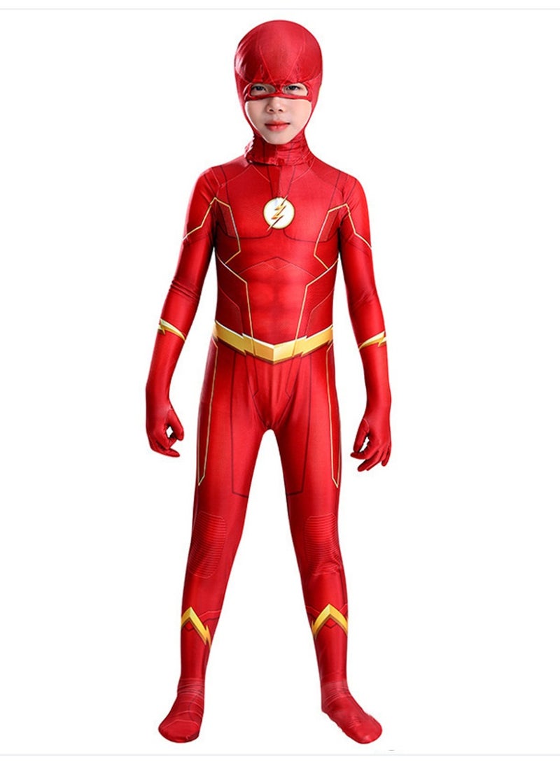 NIBEMINENT Children's tight-fitting jumpsuit, one-piece cosplay stage performance costume, The Flash - Image 1