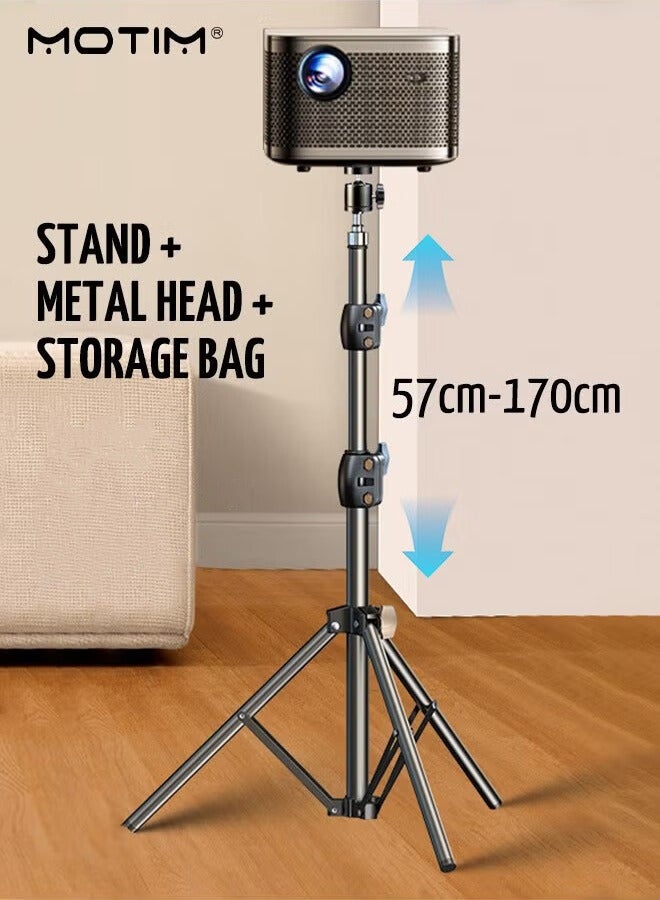 Motim Projector Tripod Stand with Metal Gimbal, Universal Projector Floor Stand, 360° Rotating Adjustable Height 57to 170 cm, Foldable Stable Telescopic Mount Support for Office Home Stage Studio Outdoor - Image 2