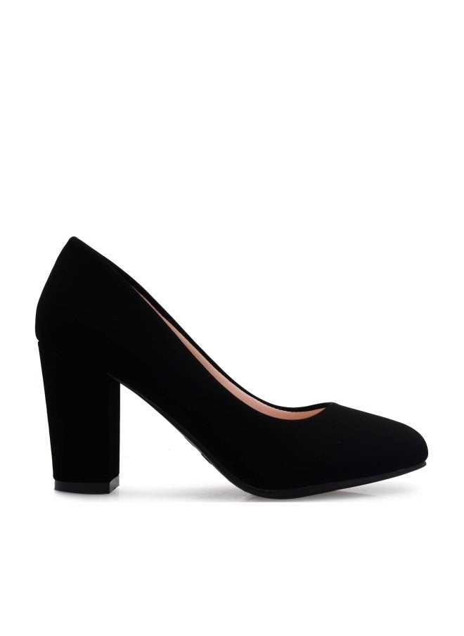 Olivia K Women's Classic Round-Toe Platform Pumps High Block Heel - Adorable, Comfortable (7.5,Black Nubuck*, Numeric_7_Point_5) - Image 1