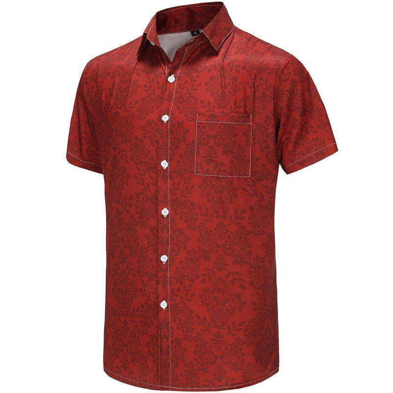 KYKU Mens Tropical Button Down Shirts Cool Hawaiian Shirt Floral, Red, XX-Large - Image 3