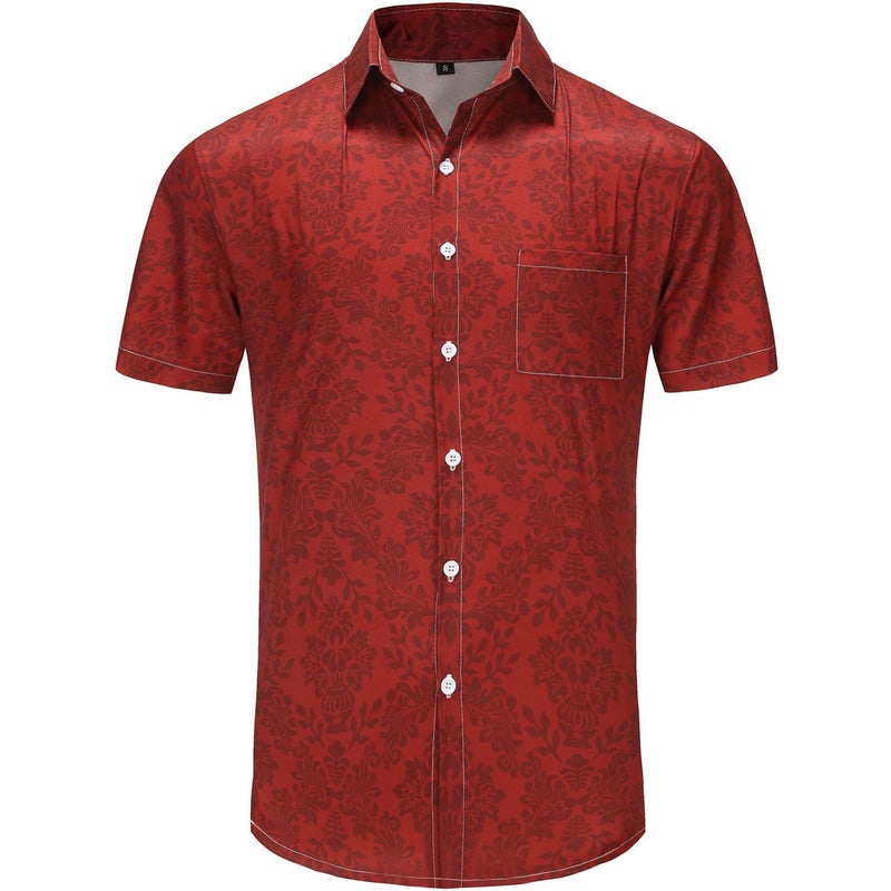 KYKU Mens Tropical Button Down Shirts Cool Hawaiian Shirt Floral, Red, XX-Large - Image 4