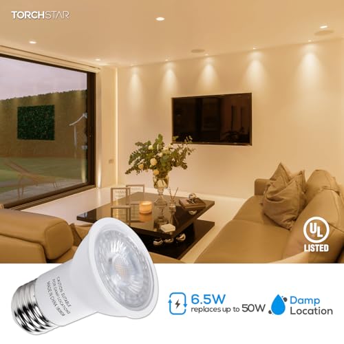 TORCHSTAR PAR16 LED Bulb, UL Listed Dimmable Spot Light, 40° Beam Angle, 500LM Track Spotlight, 50W Equivalent Track Light Bulbs, 3000K Warm White, E26 Medium Base, Damp Rated, Pack of 6 - Image 2