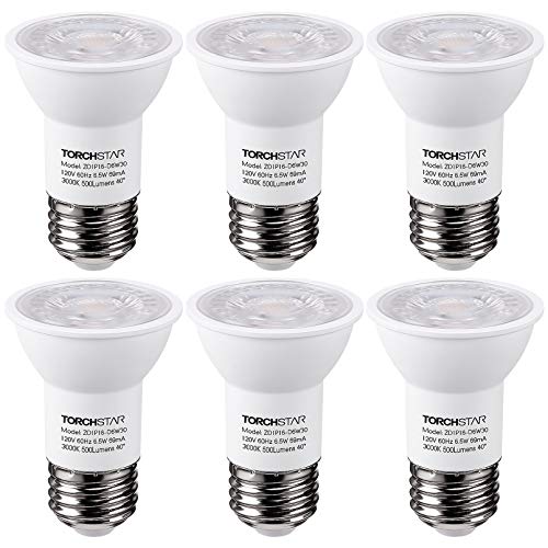 TORCHSTAR PAR16 LED Bulb, UL Listed Dimmable Spot Light, 40° Beam Angle, 500LM Track Spotlight, 50W Equivalent Track Light Bulbs, 3000K Warm White, E26 Medium Base, Damp Rated, Pack of 6 - Image 1