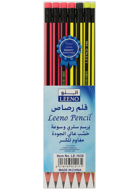 أقلام رصاص لينو HB مع ممحاة – خشب عالي الجودة، مقاوم للكسر، سهل البري والمسح – علبة 12 قلم
