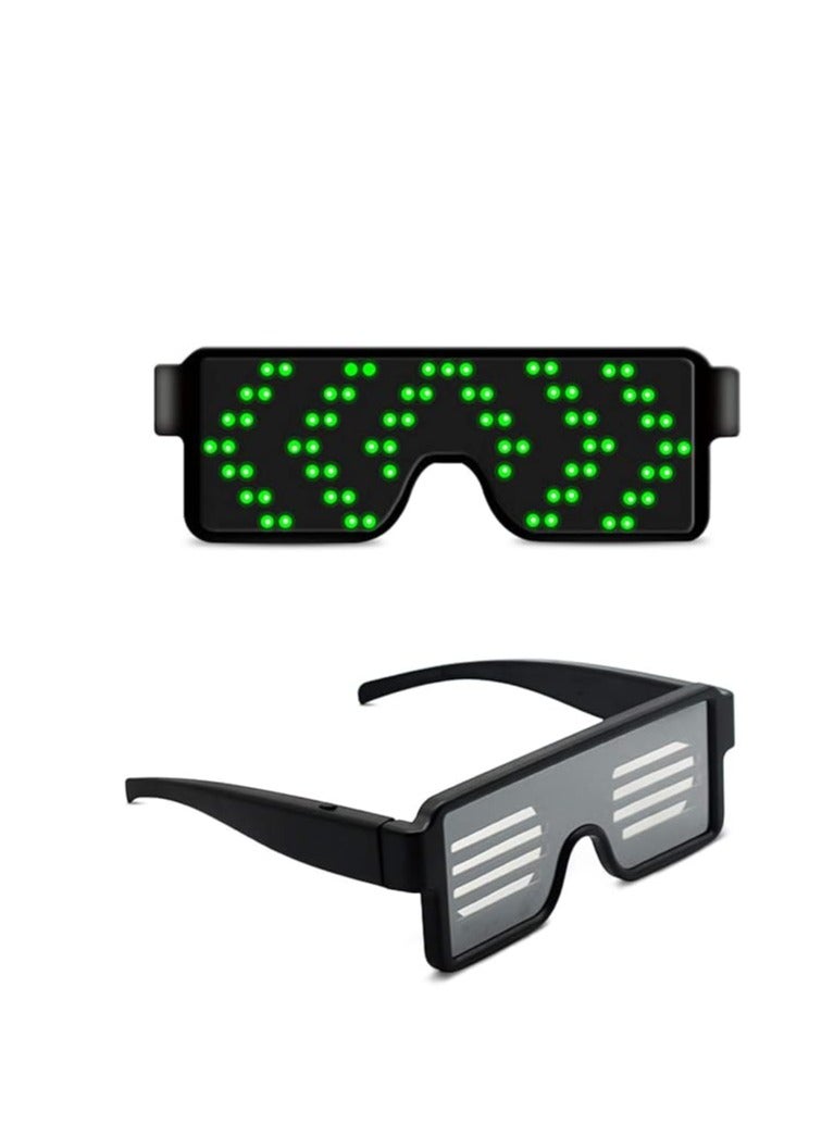 SYOSI Wireless LED Glowing Glasses, Party Favor Glasses, USB Rechargeable LED Light Up Glasses with Flashing Neon, 11 Patterns LED Luminous Eyeglasses for Parties, Nightclub, , Concerts - Image 1