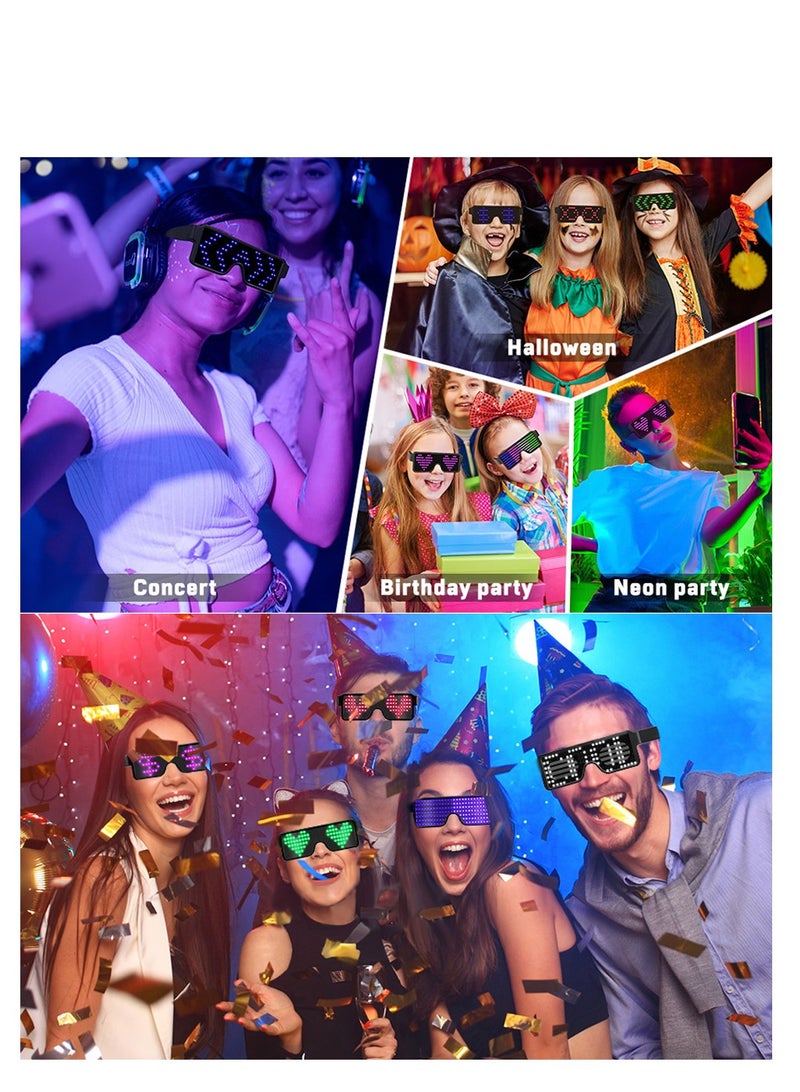 SYOSI Wireless LED Glowing Glasses, Party Favor Glasses, USB Rechargeable LED Light Up Glasses with Flashing Neon, 11 Patterns LED Luminous Eyeglasses for Parties, Nightclub, , Concerts - Image 2