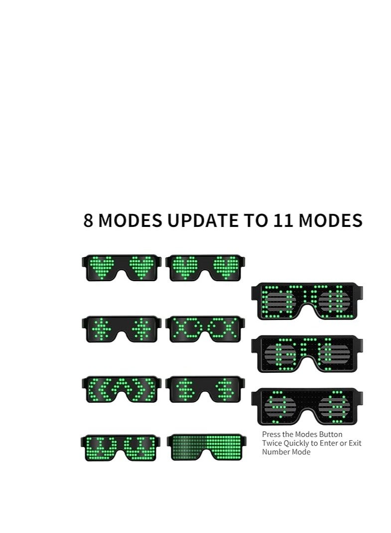 SYOSI Wireless LED Glowing Glasses, Party Favor Glasses, USB Rechargeable LED Light Up Glasses with Flashing Neon, 11 Patterns LED Luminous Eyeglasses for Parties, Nightclub, , Concerts - Image 3