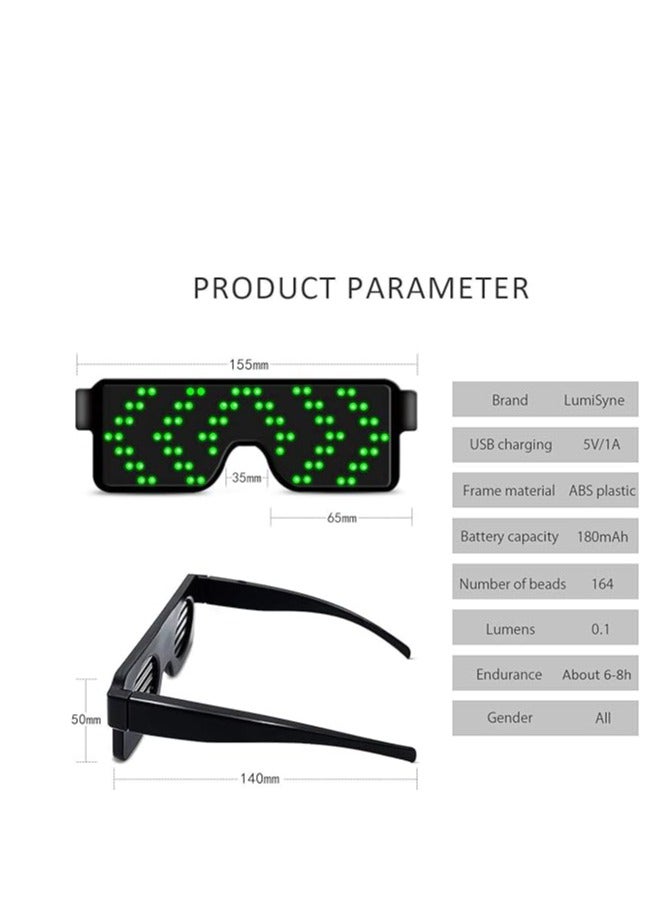 SYOSI Wireless LED Glowing Glasses, Party Favor Glasses, USB Rechargeable LED Light Up Glasses with Flashing Neon, 11 Patterns LED Luminous Eyeglasses for Parties, Nightclub, , Concerts - Image 5