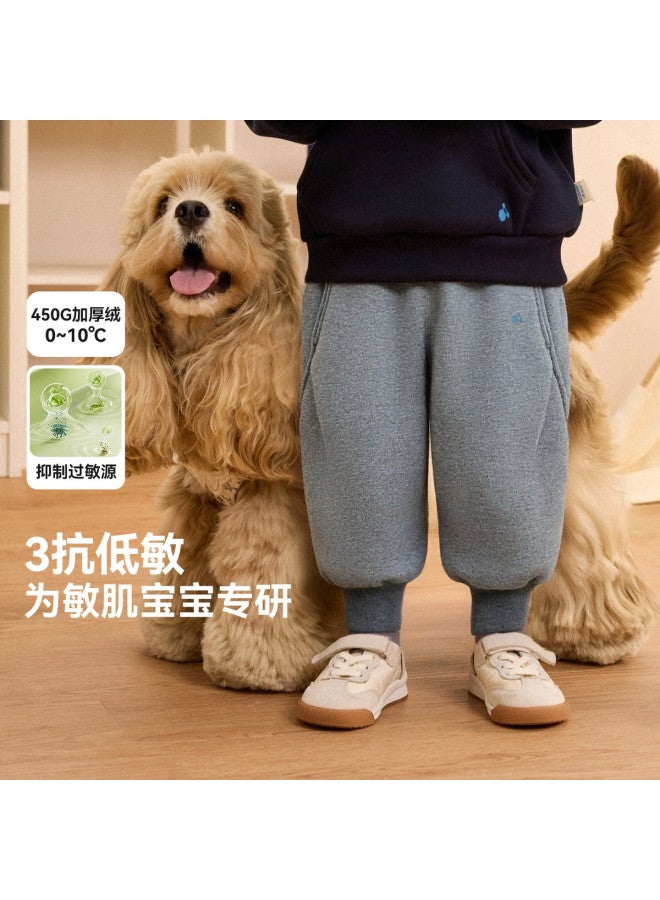 G Integrated Fleece Three-resistant Pants] Baby Warm Pants Fleece Lined Thickened Winter Boys' Long Pants Girls' - Image 2