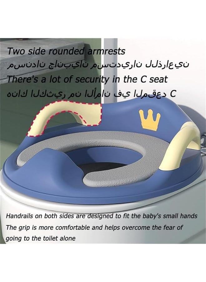 MIXDE Baby Potty Training Seat for Boys and Girls With Handles,Detachable PU Padded Cushion Safe Handle Baby Splash Guard for Round Oval Toilet (Grey)  - Image 3