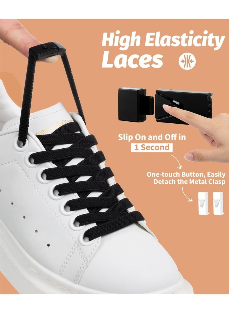 3 pairs of easy-tie shoelaces with interlocking buckles, adjustable flat shoe athletic laces, lazy lock elastic no-tie shoelaces, suitable for all shoe types for men and women (black, white, gray) - Image 3