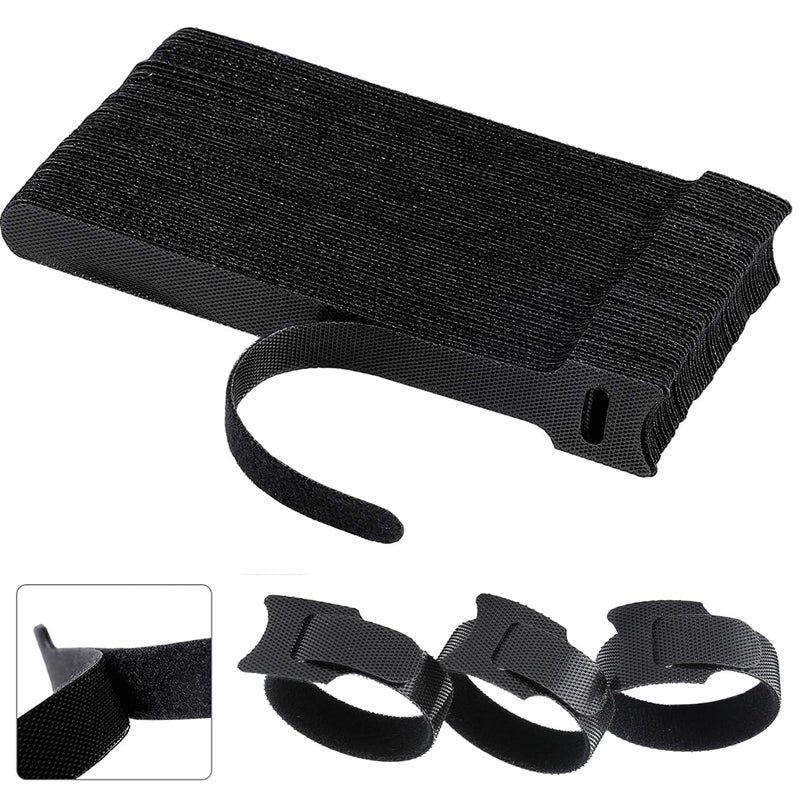OIVO INDIA OIVO INDIA 50PCS Fastening Cable Ties Reusable Premium 6Inch Adjustable Cord Ties Microfiber Cloth Cable Management Straps Hook Loop Cord Organizer Wire Ties Reusable Black Colors  - Image 5