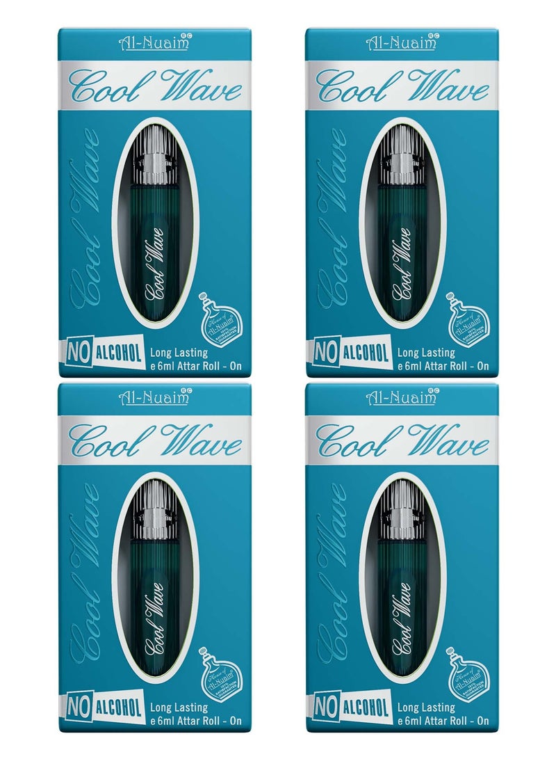 Al Nuaim Al-Nuaim Cool Wave Alcohol Free Attar Roll On for Men & Women - Pack of 4 (6ml Each) | Exquisite & Long Lasting Fragrance - Image 1