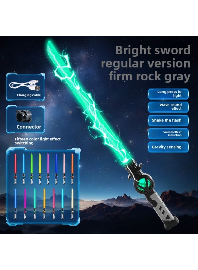 Children's Telescopic Laser Sword Boy Glow Stick Star Luminous Sword 2 In 1 Cool Flash Stick Toy-Colour:[regular Version Is Not Retractable]-solid Rock Gray 15-color Laser Sword [aq001b E-commerce Box] - Image 1