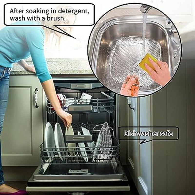 Air fryer rack for grilling and dehydrating, stainless steel, silver, rust-resistant and dishwasher-safe multi-purpose cooking shelf compatible with most air fryers - Image 5