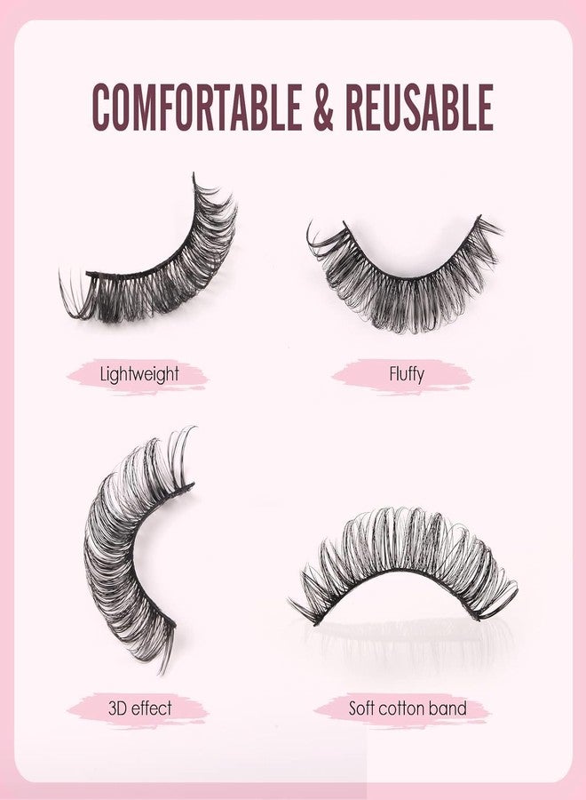 GODFLY Self Adhesive False Eyelashes Reusable Waterproof Natural Wispy Strip Lashes Easy To Wear No Glue Indian Makeup(6D-05) - Image 5