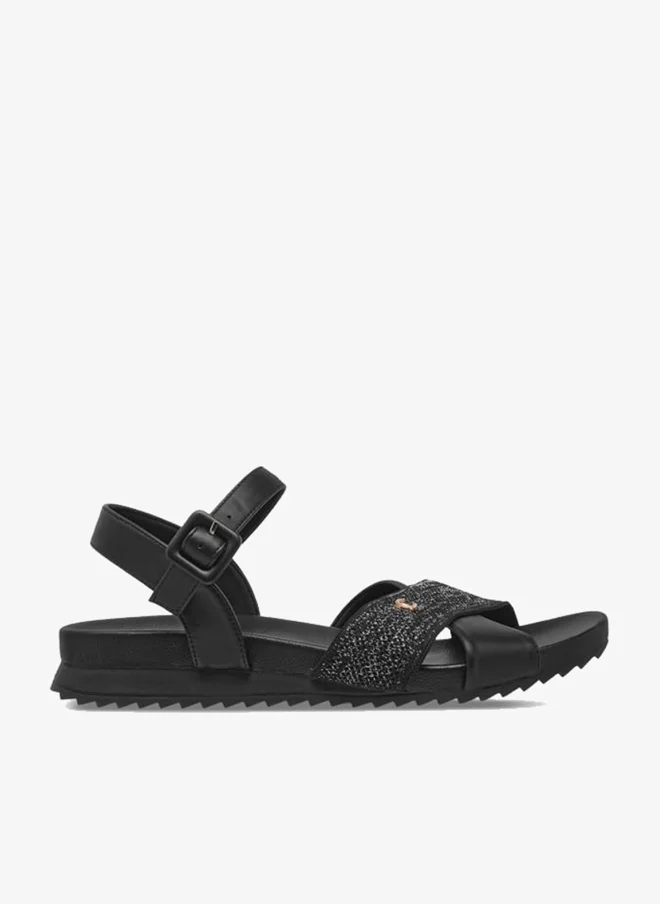 Le Confort Women Textured Cross Strap Sandals with Buckle Closure