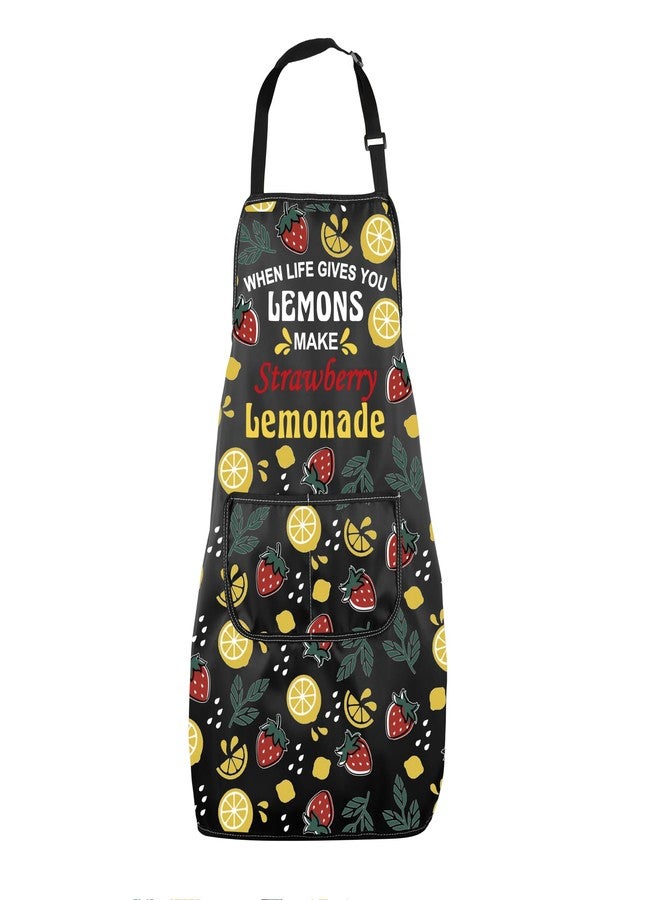 MNIGIU Summer Drinking Gifts When Life Gives You Lemons Make Strawberry Lemonade Apron With Pockets Sweet Tea Kitchen Apron - Image 1