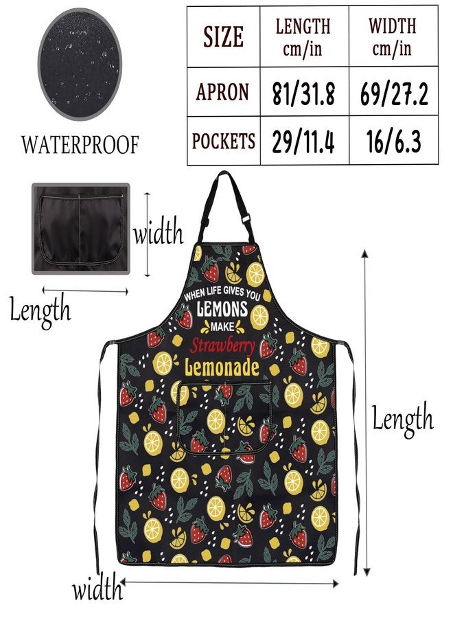 MNIGIU Summer Drinking Gifts When Life Gives You Lemons Make Strawberry Lemonade Apron With Pockets Sweet Tea Kitchen Apron - Image 2