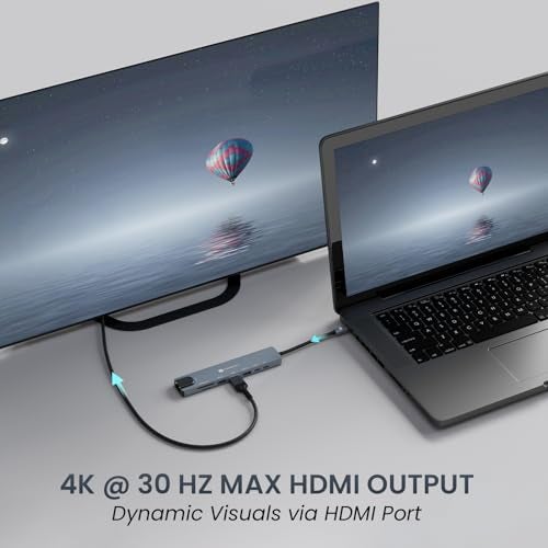 Portronics Mport 8 USB-C USB Hub/Docking Station(8-in-1) with 4K 30Hz HDMI, 100 Mbps Ethernet, USB 3.0, microSD/SD Card Reader, Type-C Data, PD Charging, USB 2.0, Type-C Plug for Laptop, Mac, PC - Image 2