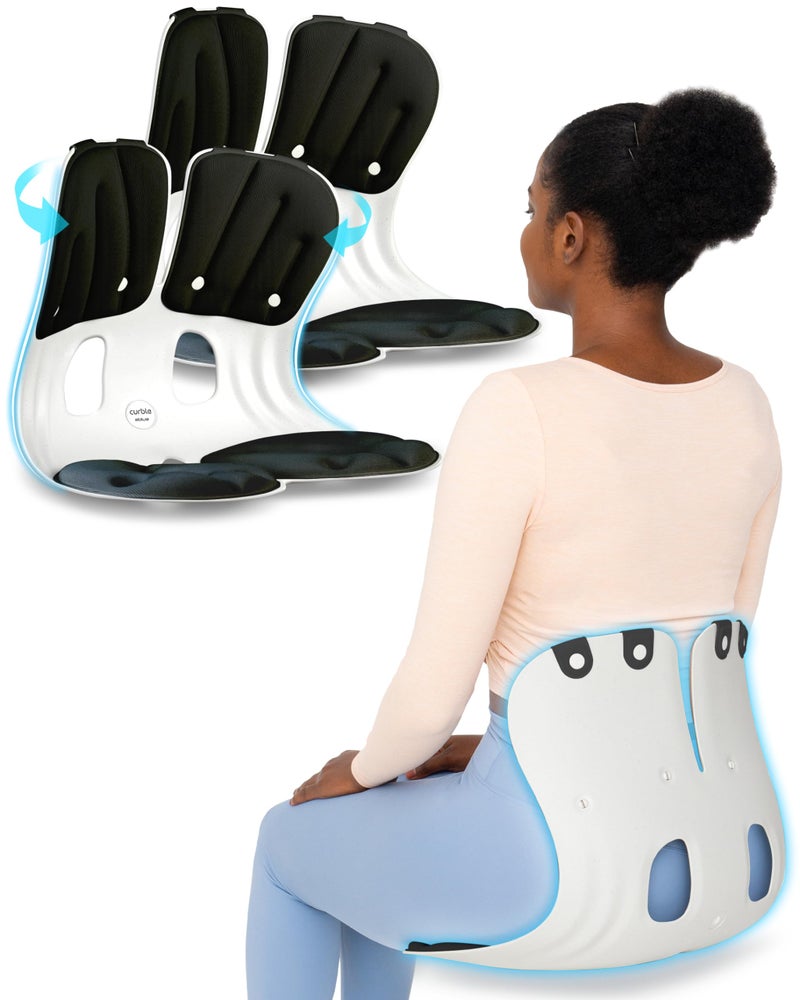 curble Grand Extra WideSturdy 2PACK  Ergonomic Chair Back Support Lumbar Support for Good Posture Correction and Back Pain Relief Perfect for Office Chair and Work from Home Patented2P Black