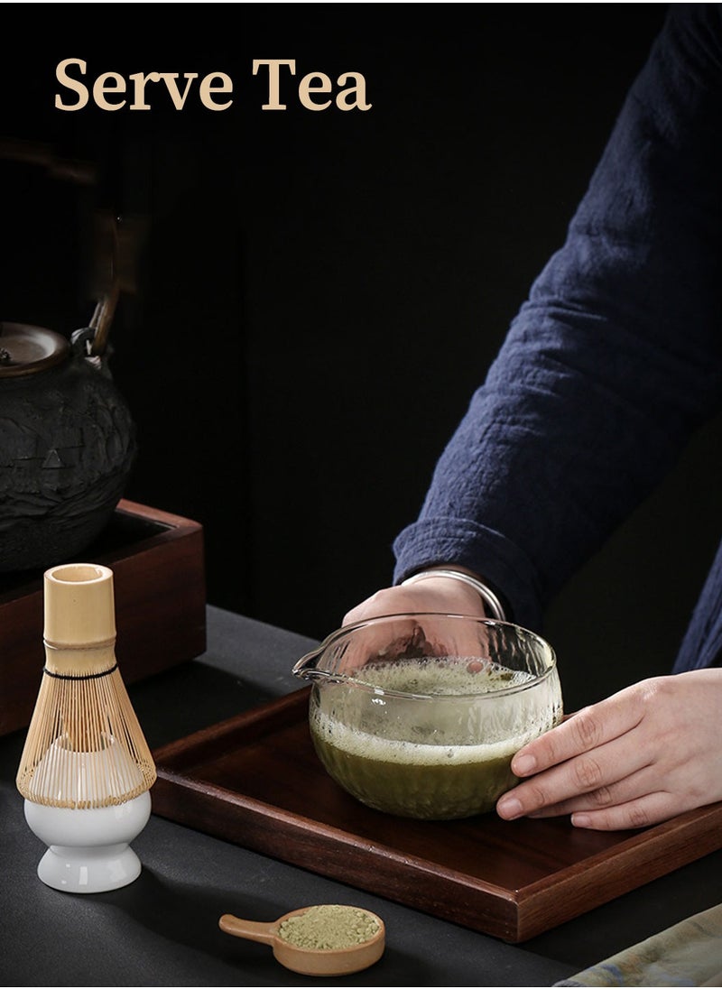 Matcha Tea Set, 7Pcs Matcha Whisk Set, Traditional Handmade Matcha Tea Tool, Include Matcha Bowl, Bamboo Matcha Whisk, Whisk Holder, Scoop, Scoop Stand, Stainless Steel Tea Sifter, Tea Towel