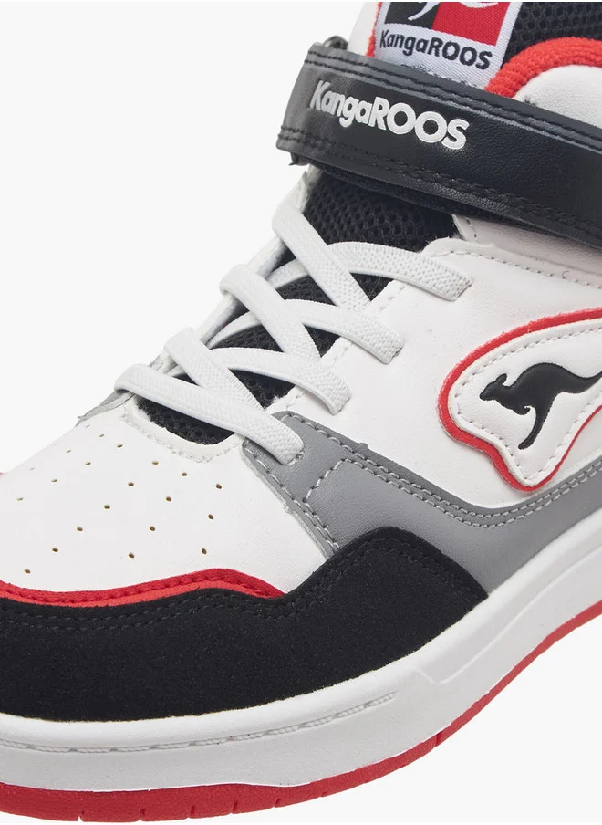 كانغاروس Boys' Logo Detail High Cut Sneakers with Hook and Loop Closure