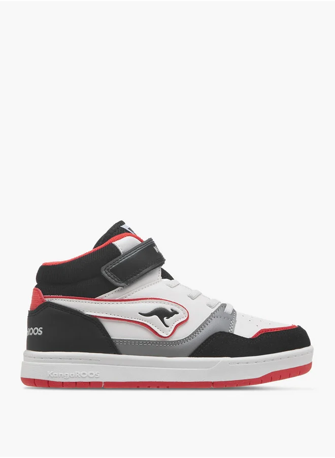 كانغاروس Boys' Logo Detail High Cut Sneakers with Hook and Loop Closure