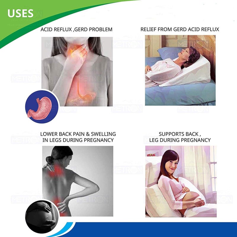 GET IT Wedge Orthopedic Pillow with Detachable Cover Acid Reflux Memory Foam Support Firm Pillow for Sleeping ,Leg Elevator ,Back & Neck Pain Relief (Navy Blue Diamond , 24 inch X 24 inch X 8 Inch) - Image 5