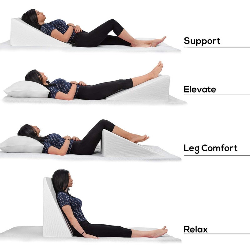 GET IT Wedge Orthopedic Pillow with Detachable Cover Acid Reflux Memory Foam Support Firm Pillow for Sleeping ,Leg Elevator ,Back & Neck Pain Relief (Navy Blue Diamond , 24 inch X 24 inch X 8 Inch) - Image 3