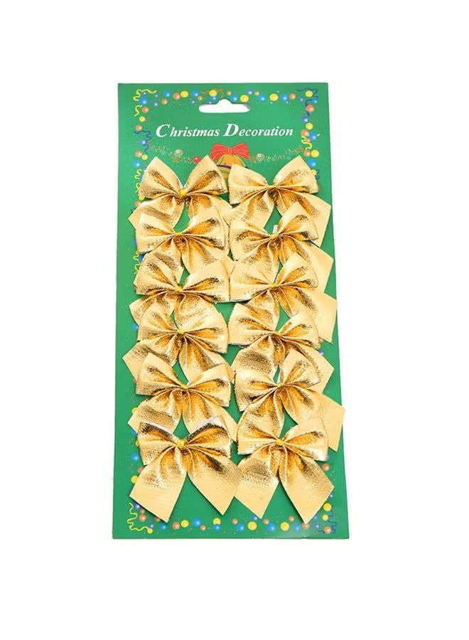 Christmas decoration accessories a package of four Christmas tree decorative ornaments included 24 pieces of Gold Ball 1 Tree Top star 12 pieces of bow and 1 hollow glitter gold flower - Image 2