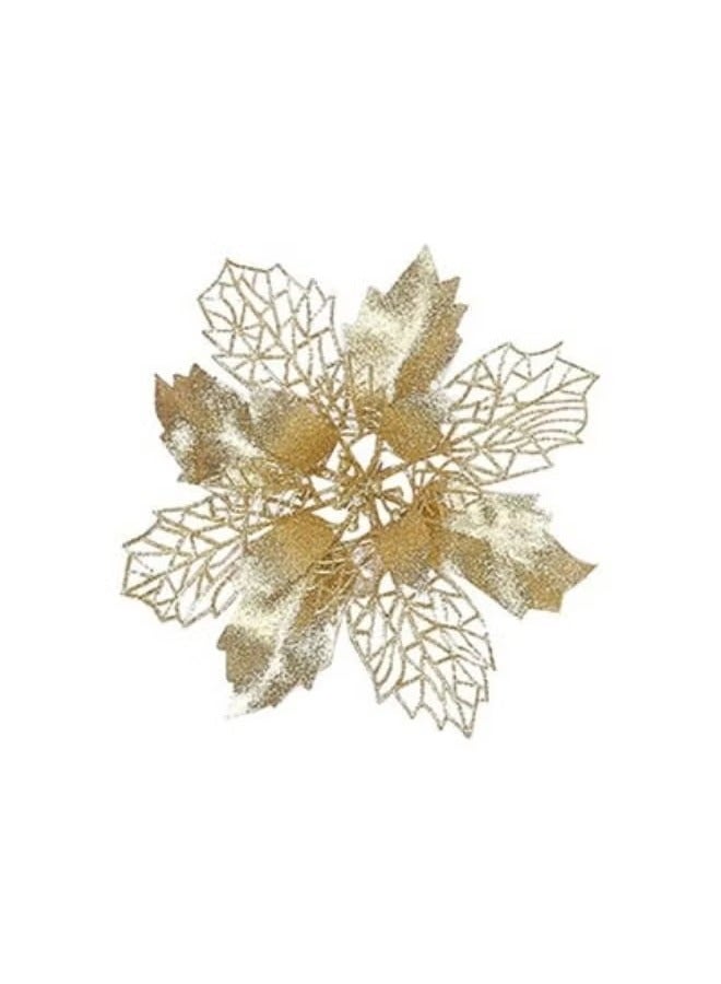 Christmas decoration accessories a package of four Christmas tree decorative ornaments included 24 pieces of Gold Ball 1 Tree Top star 12 pieces of bow and 1 hollow glitter gold flower - Image 3